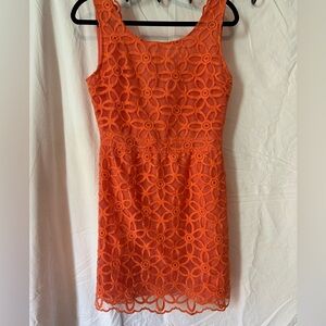 J.O.A. Orange/Coral Floral Lace Dress